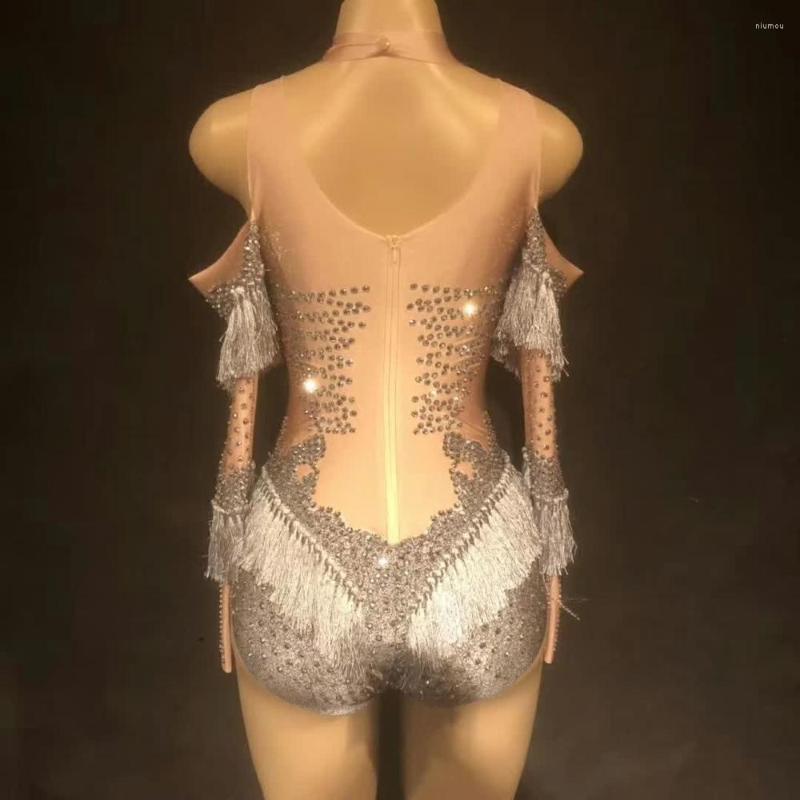 Stage Wear Glisten Rhinestones Silver Tassel Sexy Bodysuit Women Birthday Party Outfit Nightclub One-piece Costume Dance Show Leotard, Picture shown
Stage Wear Glisten Rhinestones Silver Tassel Sexy Bodysuit Women Birthday Party Outfit Nightclub One-piece Costume Dance Show Leotard, Picture shown