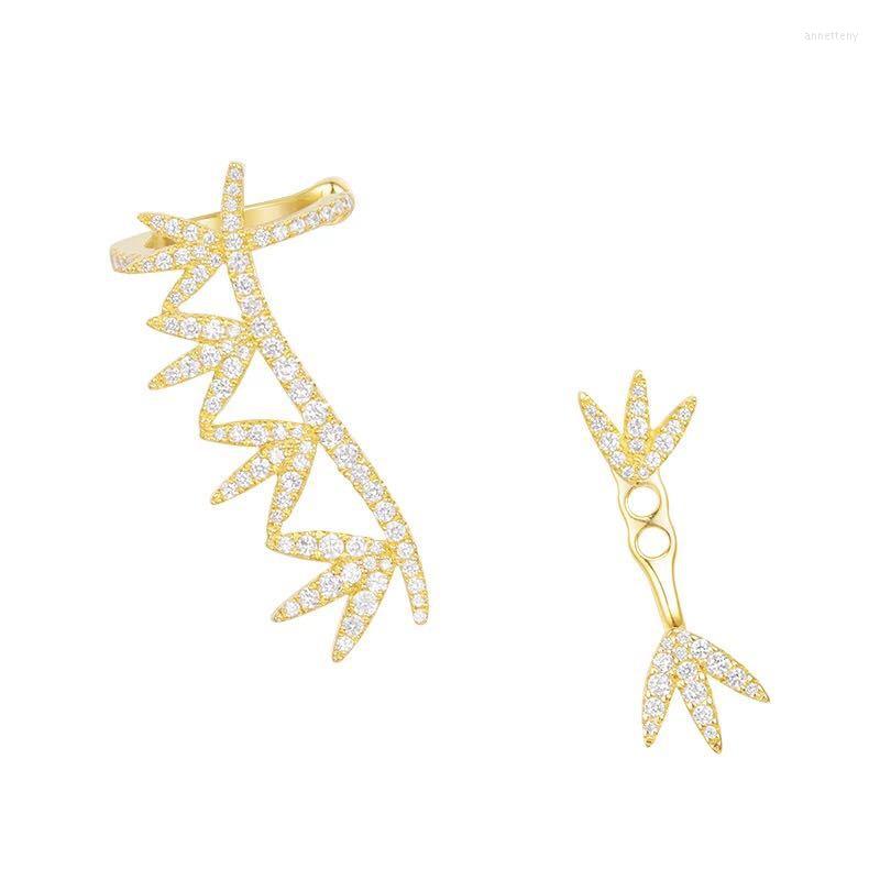 Backs Earrings SOELLE Women 925 Sterling Silver Yellow Gold Color Asymmetric Laurel Leaves Ear Bone Clip Micro Pave Zirconia Stones
Backs Earrings SOELLE Women 925 Sterling Silver Yellow Gold Color Asymmetric Laurel Leaves Ear Bone Clip Micro Pave Zirconia Stones