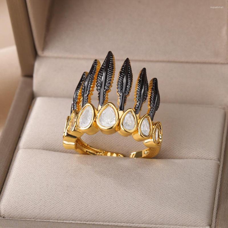 Wedding Rings Gothic Feather Shape For Women Stainless Steel Open Adjustable Oval Zircon Finger Ring Boho Christmas Jewelry Bijoux Femme
Wedding Rings Gothic Feather Shape For Women Stainless Steel Open Adjustable Oval Zircon Finger Ring Boho Christmas Jewelry Bijoux Femme