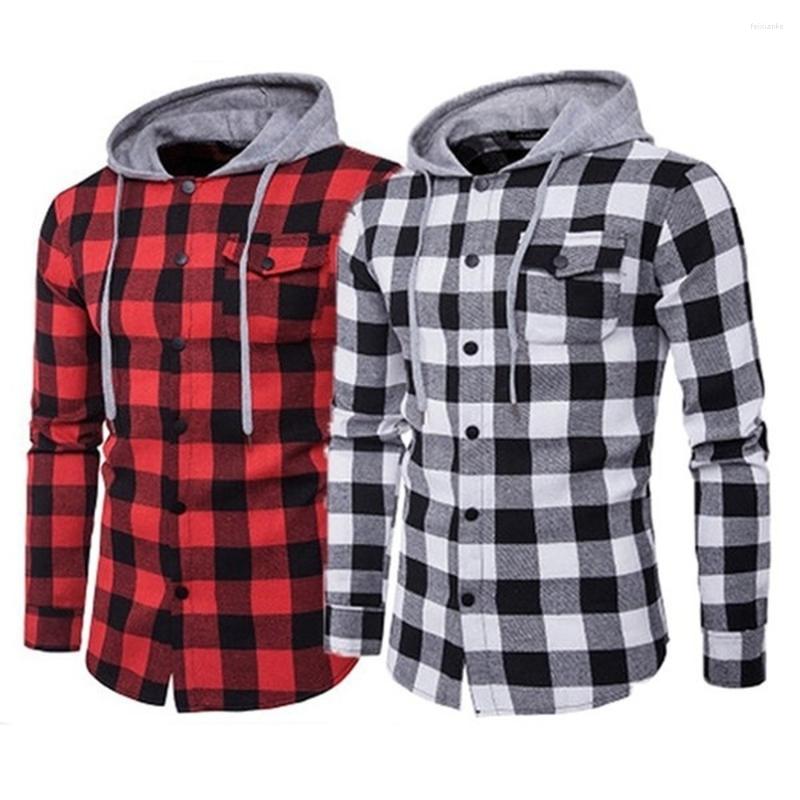 Men's Casual Shirts ZOGAA Fashion Men's Long-sleeved Hooded Plaid Shirt With Pockets, White
Men's Casual Shirts ZOGAA Fashion Men's Long-sleeved Hooded Plaid Shirt With Pockets, White