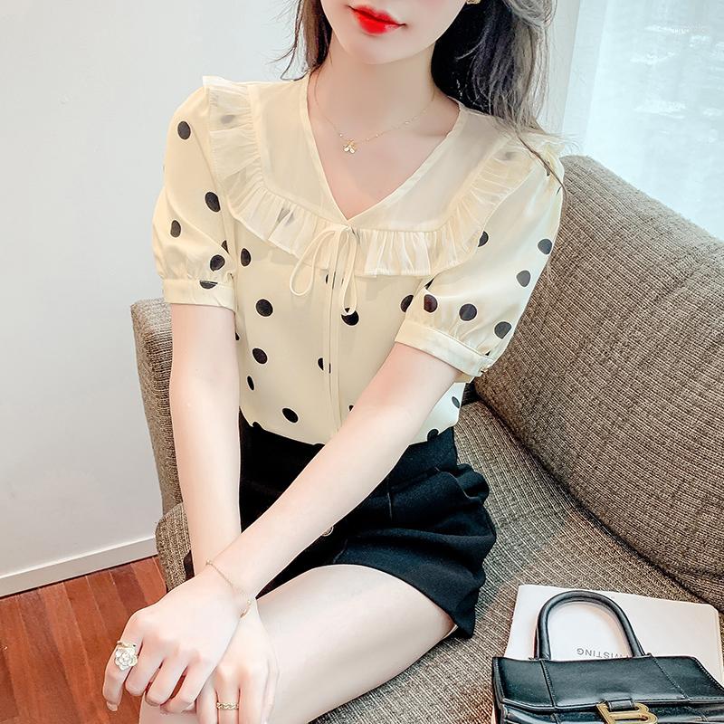 Women' Blouses COIGARSAM Shirt Womens Tops Summer 2022 Fashion Brief Chiffon Women Shirts Drop, Apricot wave point
Women' Blouses COIGARSAM Shirt Womens Tops Summer 2022 Fashion Brief Chiffon Women Shirts Drop, Apricot wave point