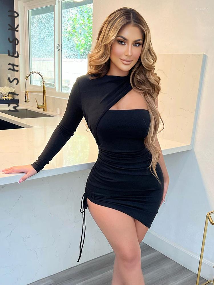 Casual Dresses Ruched Women Mini Dress Autumn Winter One Shoulder Skinny Sexy High Waist Drawstring Evening Party Bodycon Vestidos, Black
Casual Dresses Ruched Women Mini Dress Autumn Winter One Shoulder Skinny Sexy High Waist Drawstring Evening Party Bodycon Vestidos, Black