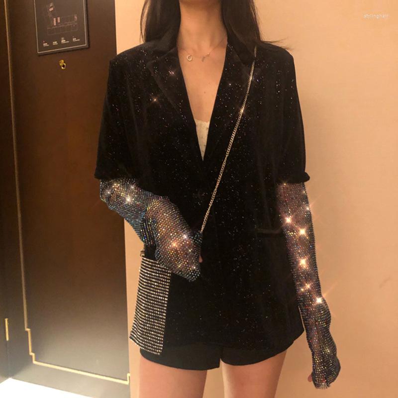 Women's Suits Designer Glitter Women Suit 1 Pcs Blazer Bling Diamond Velvet Black 2022 Spring V-Neck Long-Sleeved Jacket Streetwear, Same as picture
Women's Suits Designer Glitter Women Suit 1 Pcs Blazer Bling Diamond Velvet Black 2022 Spring V-Neck Long-Sleeved Jacket Streetwear, Same as picture