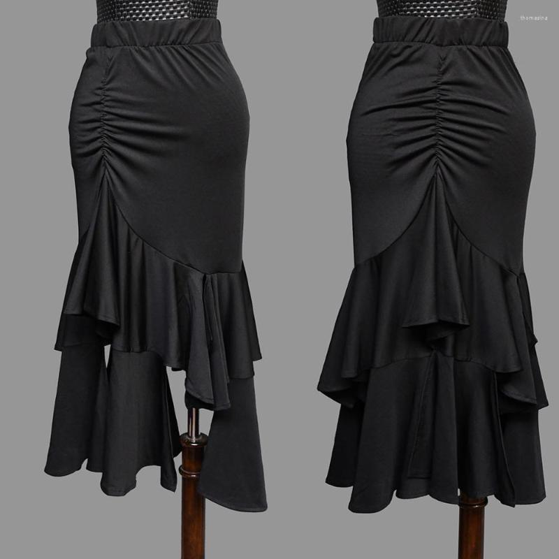 Stage Wear 2022 Latin Dance Dress Women Skirt Irregular Black Rumba Tap Costume Performance Ballroom Long BI892, Black skirt 
Stage Wear 2022 Latin Dance Dress Women Skirt Irregular Black Rumba Tap Costume Performance Ballroom Long BI892, Black skirt