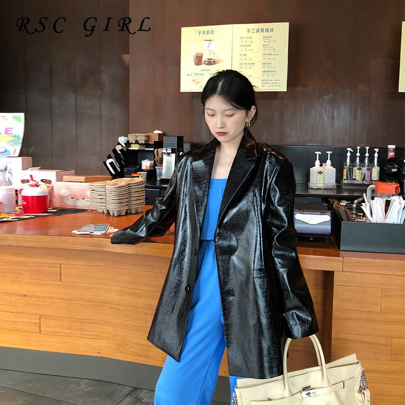 Women' Suits & Blazers RSC GIRL Loose Fit Black Crocodile Pattern PU Leather Full Sleeve Lapel 2022 Autumn Winter Fashion RS0042
Women' Suits & Blazers RSC GIRL Loose Fit Black Crocodile Pattern PU Leather Full Sleeve Lapel 2022 Autumn Winter Fashion RS0042