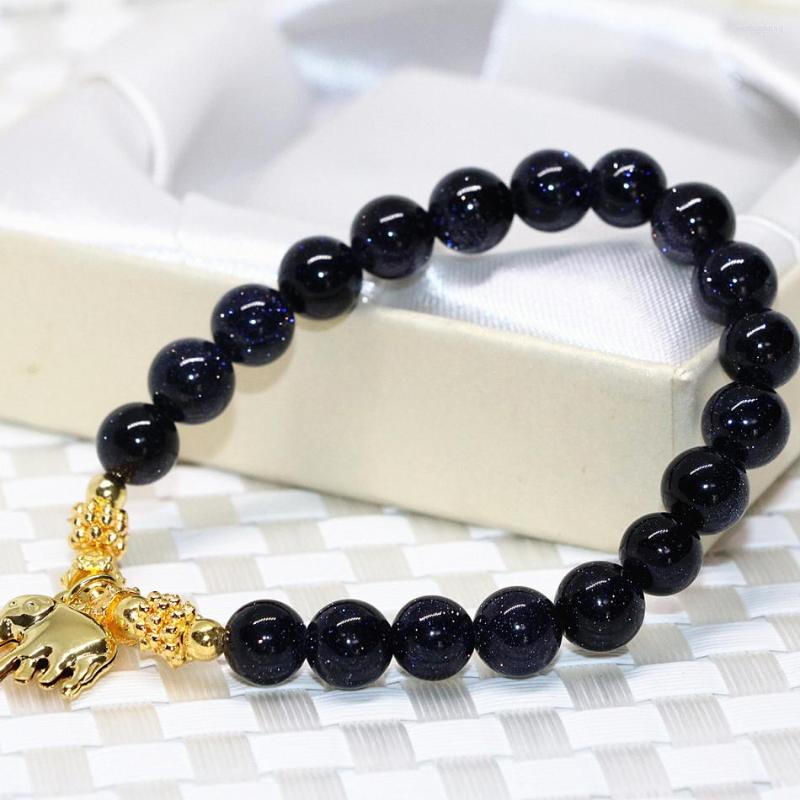 Strand Gold-color Cute Elephant Classcial Blue Sandstone 8mm Round Beads Bracelets Women Pendant Elastic Jewelry 7.5inch B2089
Strand Gold-color Cute Elephant Classcial Blue Sandstone 8mm Round Beads Bracelets Women Pendant Elastic Jewelry 7.5inch B2089