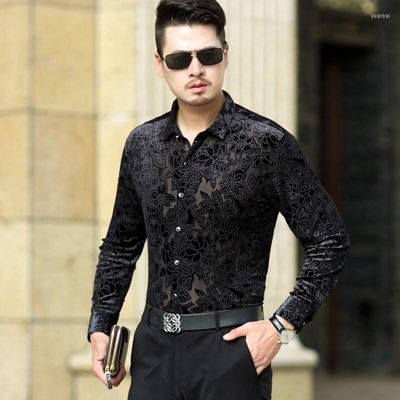 Men' Casual Shirts Man Lace Dress Shirt Long Sleeve Silk Velvet Transparent Hollow Floral See Through Clothes, Black
Men' Casual Shirts Man Lace Dress Shirt Long Sleeve Silk Velvet Transparent Hollow Floral See Through Clothes, Black