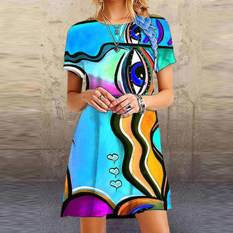 Party Dresses Fashion Printed Hedging A-line Short-sleeved Dress 2022 Loose Ins Summer Round Neck Ladies Casual Face, Figure3
Party Dresses Fashion Printed Hedging A-line Short-sleeved Dress 2022 Loose Ins Summer Round Neck Ladies Casual Face, Figure3