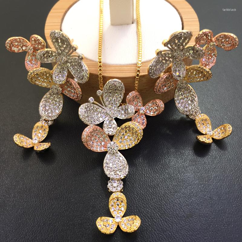 Necklace Earrings Set Lanyika Jewelry Gorgeous Blooming Flower Flutter Butterfly Micro Inlay With For Banquet Luxury Gift, Picture shown
Necklace Earrings Set Lanyika Jewelry Gorgeous Blooming Flower Flutter Butterfly Micro Inlay With For Banquet Luxury Gift, Picture shown