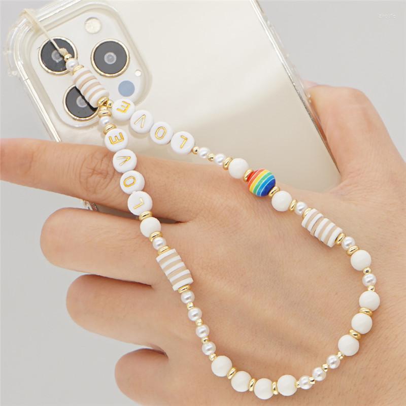 Bangle 2022 Fashion Bohemian Style Love Letter Resin Rainbow Pearl String Mobile Phone Lanyard Acrylic Chain
Bangle 2022 Fashion Bohemian Style Love Letter Resin Rainbow Pearl String Mobile Phone Lanyard Acrylic Chain