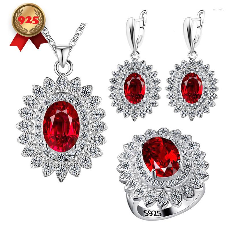 Necklace Earrings Set Red Zircon 925 Silver Jewelry For Women Drop Earring Pendant Ring Gift Box, Picture shown
Necklace Earrings Set Red Zircon 925 Silver Jewelry For Women Drop Earring Pendant Ring Gift Box, Picture shown