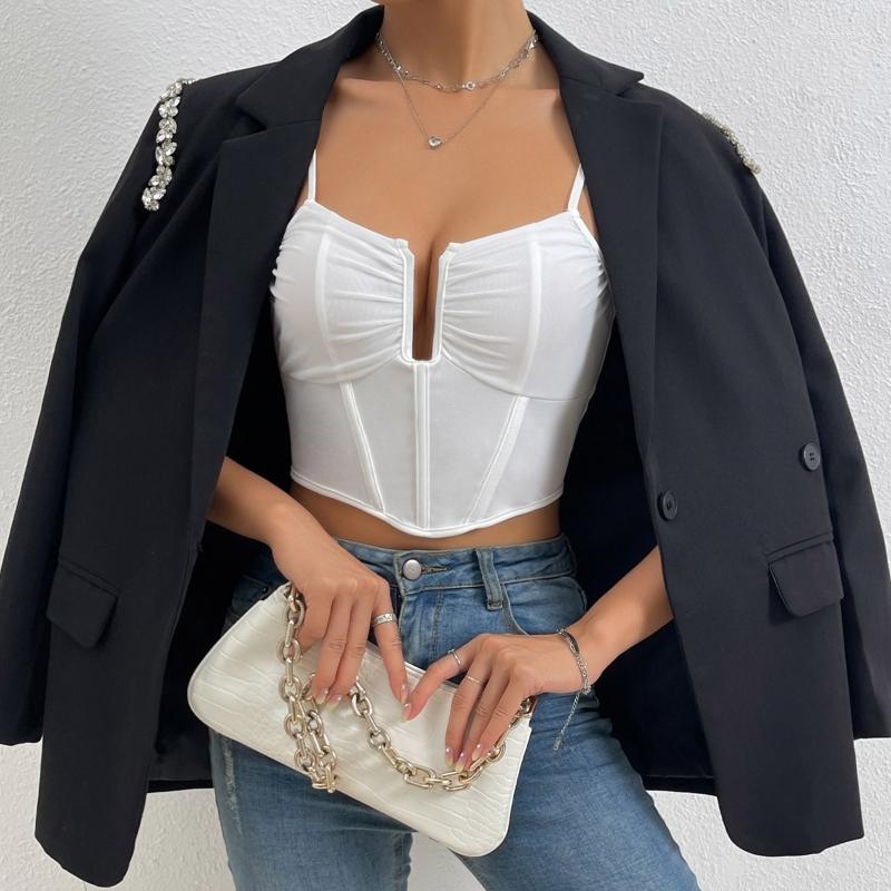 Women' Tanks Women Spaghetti Strap Camisole Vest Deep V-Neck Backless Boned Bodycon Crop Top, White
Women' Tanks Women Spaghetti Strap Camisole Vest Deep V-Neck Backless Boned Bodycon Crop Top, White