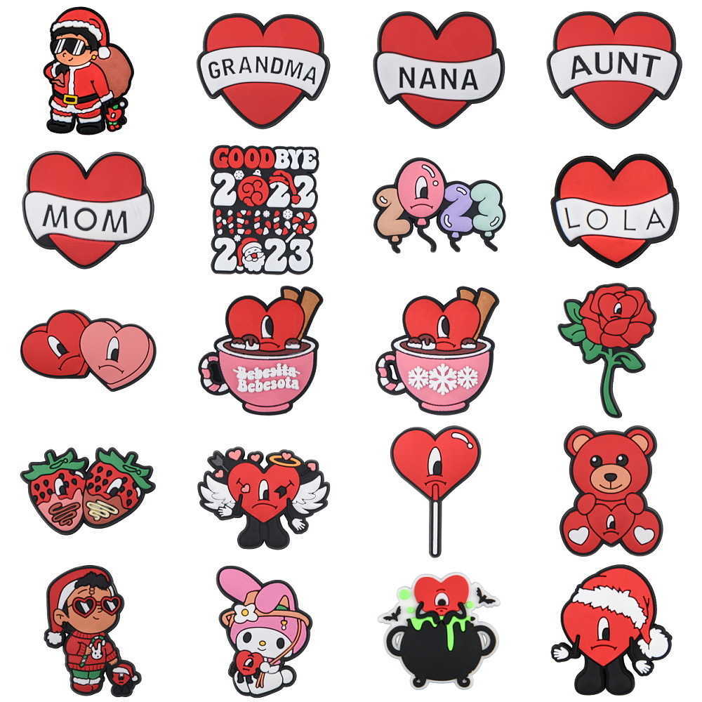 Shoe Parts Accessories Red Heart Grandma Grandpa Aunt Mom Dad Shoe Charms Bad Bunny Pvc Croc Decoration Charms 2023
Shoe Parts Accessories Red Heart Grandma Grandpa Aunt Mom Dad Shoe Charms Bad Bunny Pvc Croc Decoration Charms 2023