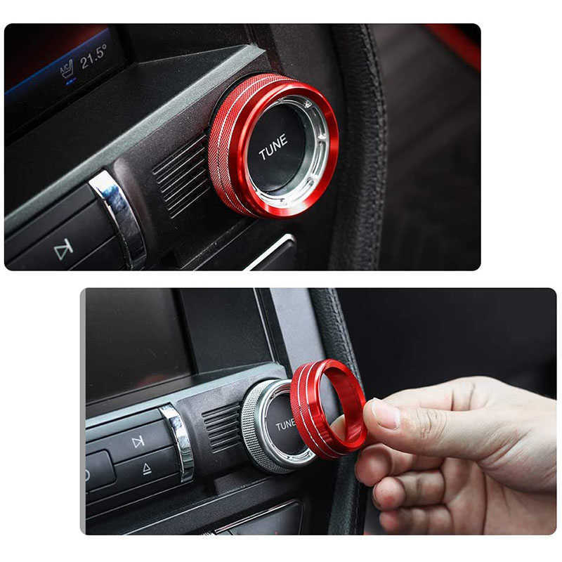 2025 new 2Pcs Air Condition Radio Knob Rings AC Control Switch Button Decorative Ring Cover for Ford Mustang 2015-2020 Audio Trim