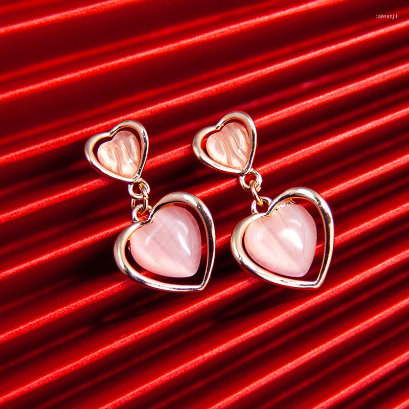 Dangle Earrings Elegant Gold Double Hearts Drop Earring Pink Yellow Opal Long For Women Wedding Jewelry Party Gift Accessories
Dangle Earrings Elegant Gold Double Hearts Drop Earring Pink Yellow Opal Long For Women Wedding Jewelry Party Gift Accessories