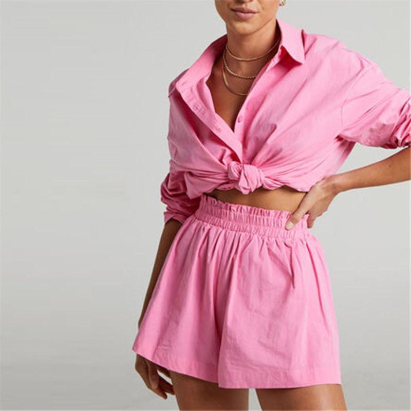 Women' Tracksuits Summer Women Tracksuit Shirt Shorts Two Piece Set Lounge Casual Shirts And Drawstring Female Single Breasted Outfits, Purple
Women' Tracksuits Summer Women Tracksuit Shirt Shorts Two Piece Set Lounge Casual Shirts And Drawstring Female Single Breasted Outfits, Purple
