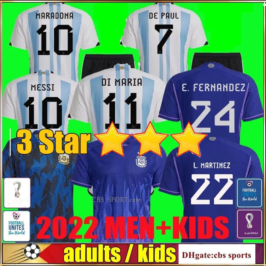 2022 2023 Fans Argentina 3 Stars MESSIS Soccer Jerseys thailand J.CORREA J.ALVAREZ L.MARTINEZ DYBALA DI MARIA Maradona national team home, Away kids kit+patch
2022 2023 Fans Argentina 3 Stars MESSIS Soccer Jerseys thailand J.CORREA J.ALVAREZ L.MARTINEZ DYBALA DI MARIA Maradona national team home, Away kids kit+patch