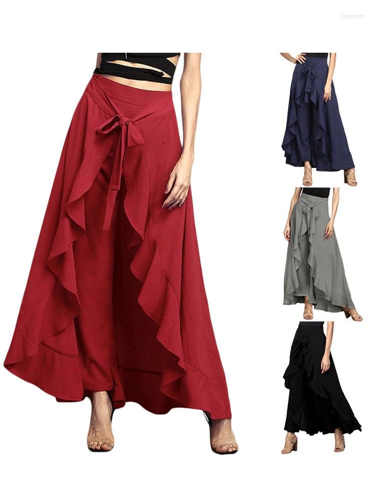 Women' Pants Retro Women Chiffon Elegant Tie-Waist Ruffles Wide Leg Trousers Casual Loose Solid Long Skirts Female Party Maxi Dress, Black
Women' Pants Retro Women Chiffon Elegant Tie-Waist Ruffles Wide Leg Trousers Casual Loose Solid Long Skirts Female Party Maxi Dress, Black