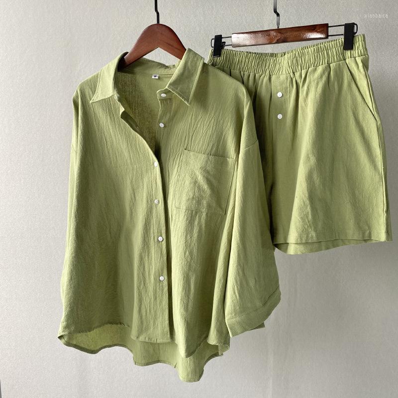Women' Tracksuits Women' Summer Suit Linen Cotton Shorts Casual Wear Female Long Sleeve Shirt Sets Cropped Womens Two Peice, Blue
Women' Tracksuits Women' Summer Suit Linen Cotton Shorts Casual Wear Female Long Sleeve Shirt Sets Cropped Womens Two Peice, Blue