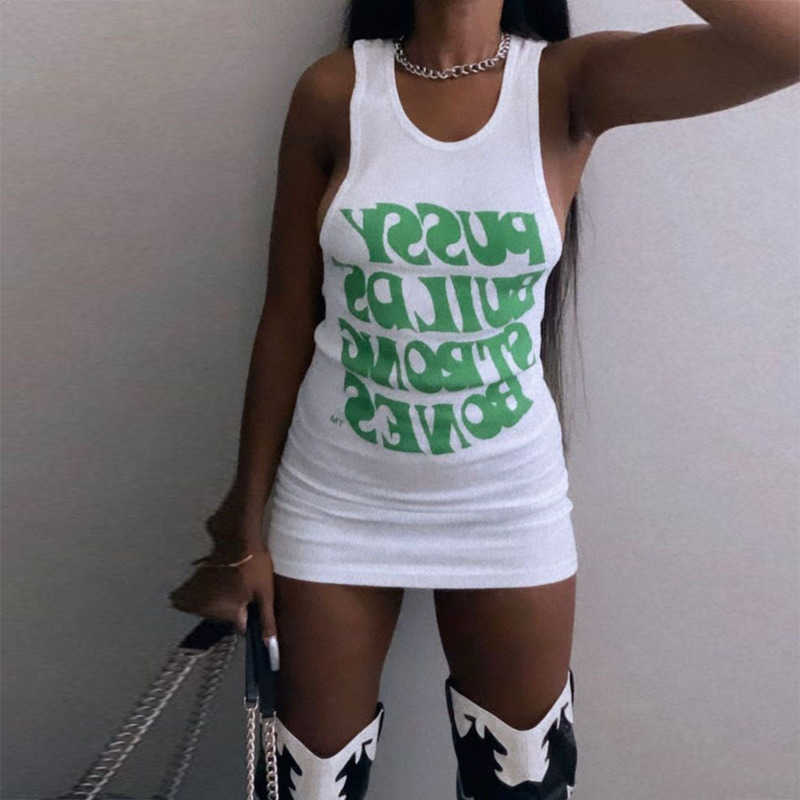 Sexy Summer Women Dresses Solid Color Bodycon Sleeveless Letter Printed Skinny Mini Skirt Wrap Hip Fitted Dress10