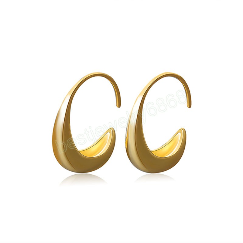 Gold Plated Chic Huggie Earrings Women Ear Hook Chunky Earrings Hoops Brass Geometric Earring Female Minimalist Jewelry