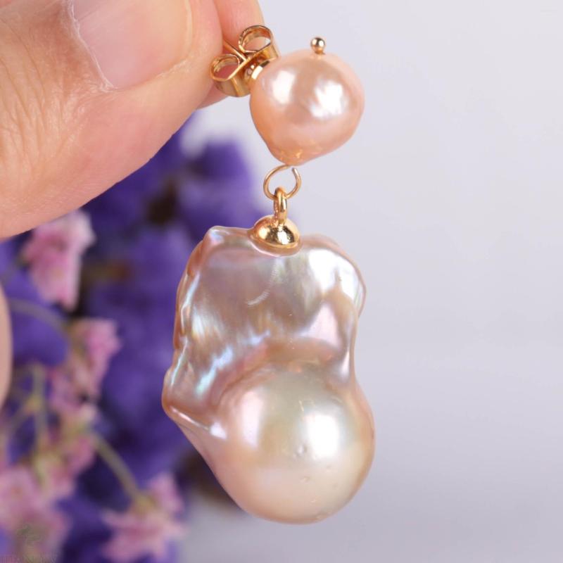 Dangle Earrings 15-25MM Natural Color Baroque Pearl Earring 18k Ear Drop Fashion Jewelry Cultured Party Accessories
Dangle Earrings 15-25MM Natural Color Baroque Pearl Earring 18k Ear Drop Fashion Jewelry Cultured Party Accessories