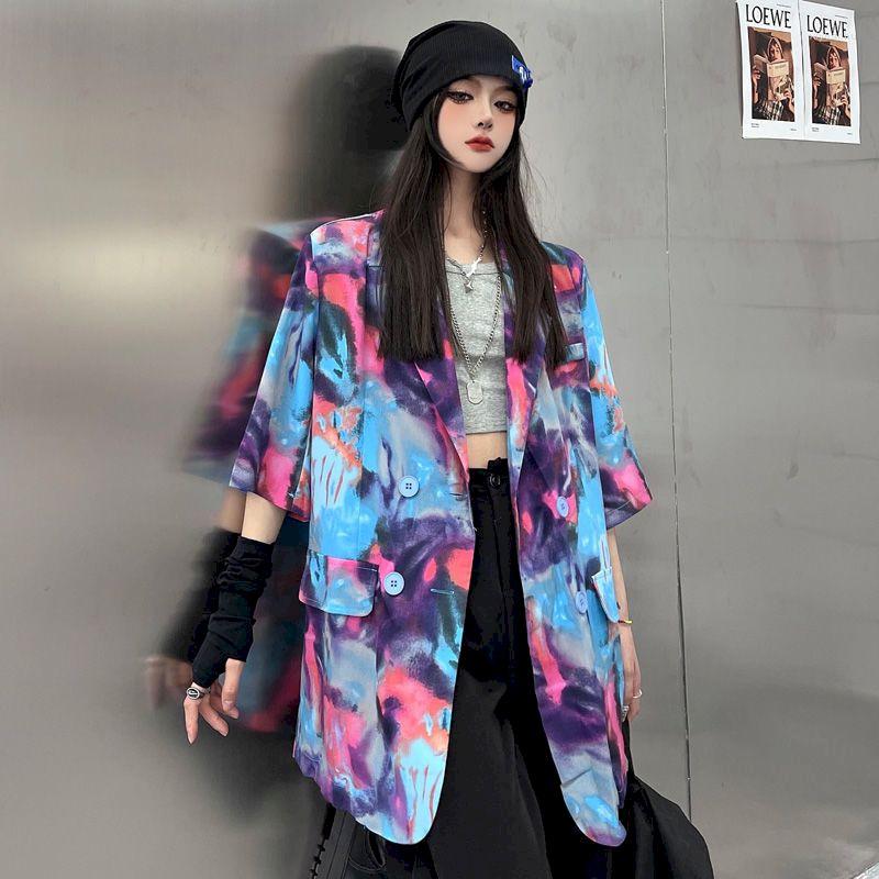 Women's Suits Blazer Women Short Sleeve Suit 2022 Summer Net Trend Cool Fried Tie Dye Loose Oversize Thin Top Fashion
Women's Suits Blazer Women Short Sleeve Suit 2022 Summer Net Trend Cool Fried Tie Dye Loose Oversize Thin Top Fashion