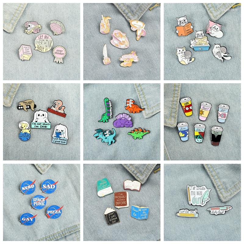 Brooches Cute Animal Pin Collection Dinosaur Books Enamel Pins Reading Book Personality Jewelry Gifts For Student Graduation
Brooches Cute Animal Pin Collection Dinosaur Books Enamel Pins Reading Book Personality Jewelry Gifts For Student Graduation