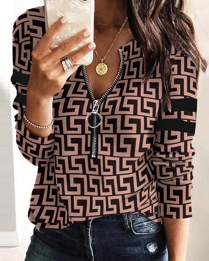 Women' Blouses Casual Women' Top Blouse Printed Fashion Printing Long-Sleeve Zipper V Neck T Shirt Pullover
Women' Blouses Casual Women' Top Blouse Printed Fashion Printing Long-Sleeve Zipper V Neck T Shirt Pullover
