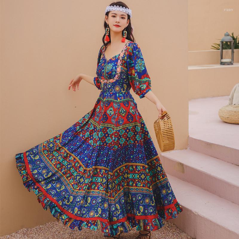 Casual Dresses Travel Blogger Net Red Shao Yolen Bohemia Print Long Skirt Ethnic Style Embroidered High Waist Large Swing Dress Female, Blue
Casual Dresses Travel Blogger Net Red Shao Yolen Bohemia Print Long Skirt Ethnic Style Embroidered High Waist Large Swing Dress Female, Blue