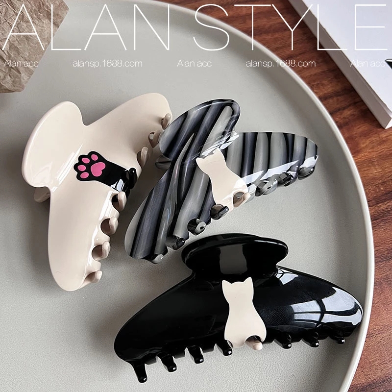 France Women Large Cute Cat Acetate Hair Claws Ladies High-fashion Hairpins Hairgrip Headwear Barrettes Washing Face Hair Clips