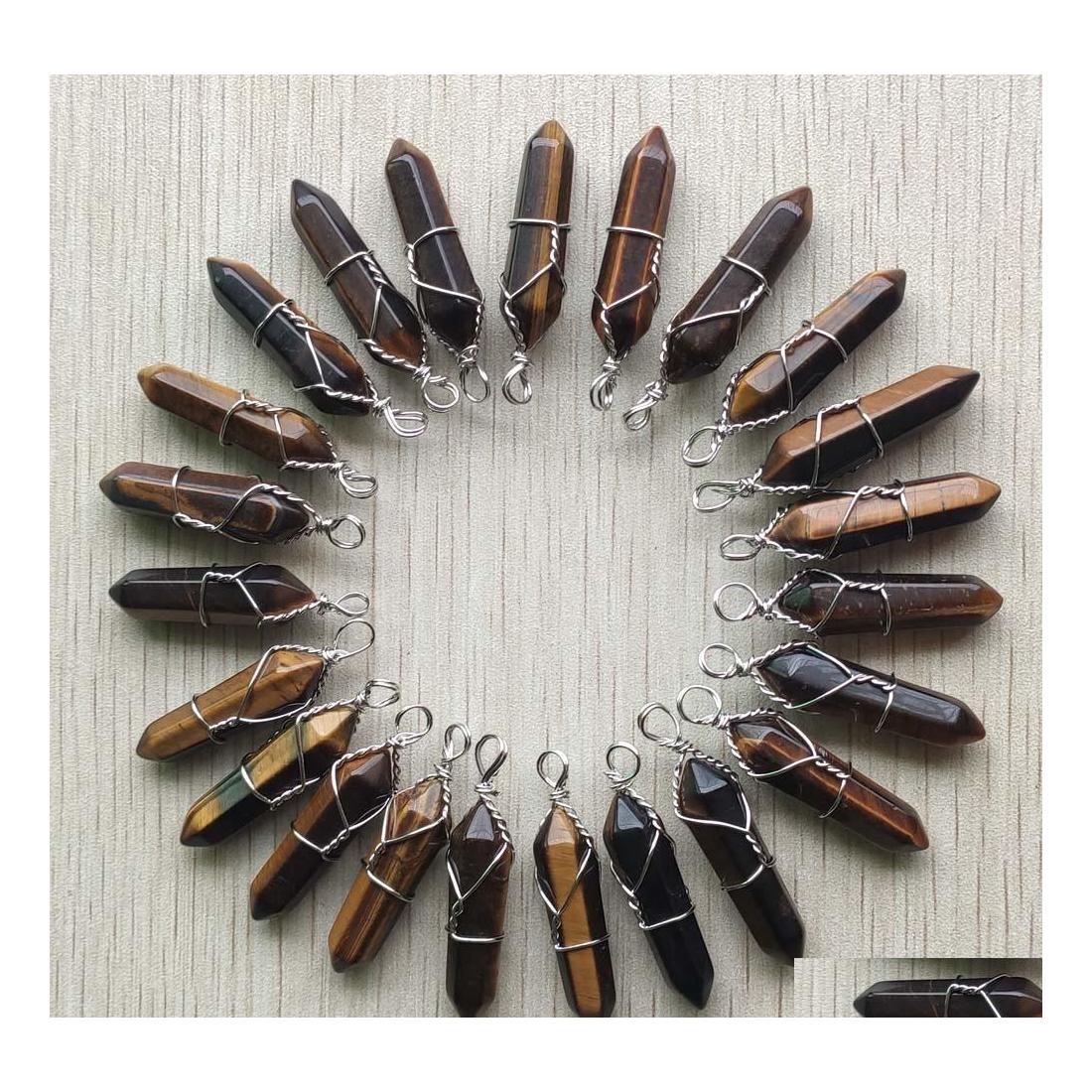 Charms Wire Wrapped Tiger Eye Stone Pillar Hexagon Pendum Pendant Hangings Fashion Jewelry Making Wholesale Drop Delivery Findings C Dh3Se
Charms Wire Wrapped Tiger Eye Stone Pillar Hexagon Pendum Pendant Hangings Fashion Jewelry Making Wholesale Drop Delivery Findings C Dh3Se
