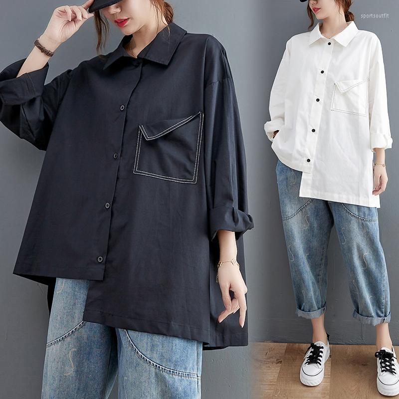 Women's Blouses Arrival Women's Blouse Asymmetrical Harajuku Japanese Korean Style Black White Shirt Loose Button Up Tops Casual
Women's Blouses Arrival Women's Blouse Asymmetrical Harajuku Japanese Korean Style Black White Shirt Loose Button Up Tops Casual