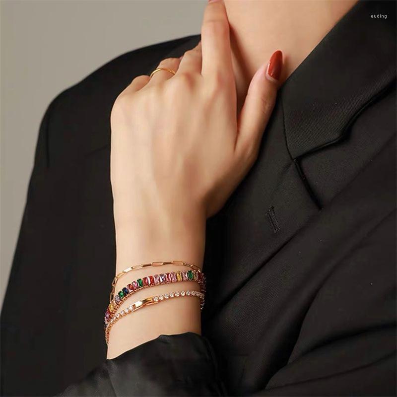 Link Bracelets 2022 European And American Personality Simple Color Zircon Bracelet Temperament Light Luxury Women Jewelry
Link Bracelets 2022 European And American Personality Simple Color Zircon Bracelet Temperament Light Luxury Women Jewelry