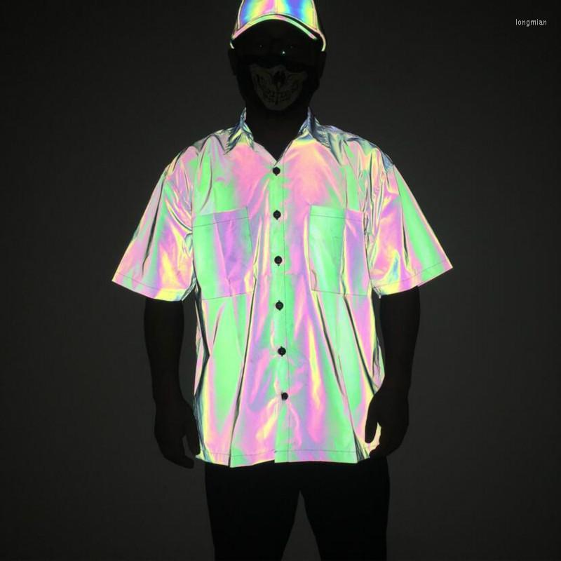 Men's Casual Shirts Colorful Reflective Short Sleeve Oversize Shirt Men's Hip Hop Rainbow Color Luminous Fashion Street Loose Large Size, Black
Men's Casual Shirts Colorful Reflective Short Sleeve Oversize Shirt Men's Hip Hop Rainbow Color Luminous Fashion Street Loose Large Size, Black