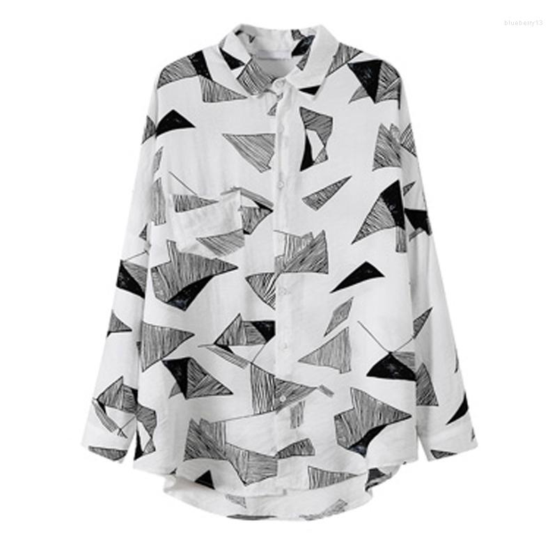 Women's Blouses PERHAPS U Women Black White Geometric Print Turn Down Collar Long Sleeve Shirt Loose Sexy B0200
Women's Blouses PERHAPS U Women Black White Geometric Print Turn Down Collar Long Sleeve Shirt Loose Sexy B0200