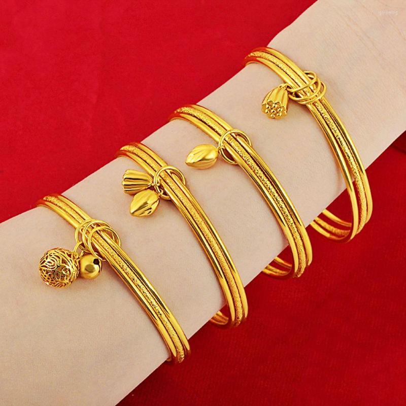 Bangle Luxury Exquisite Lotus Bell Pendant Vintage Style Multilayer Sand Gold For Women Girls Fashion Jewelry
Bangle Luxury Exquisite Lotus Bell Pendant Vintage Style Multilayer Sand Gold For Women Girls Fashion Jewelry