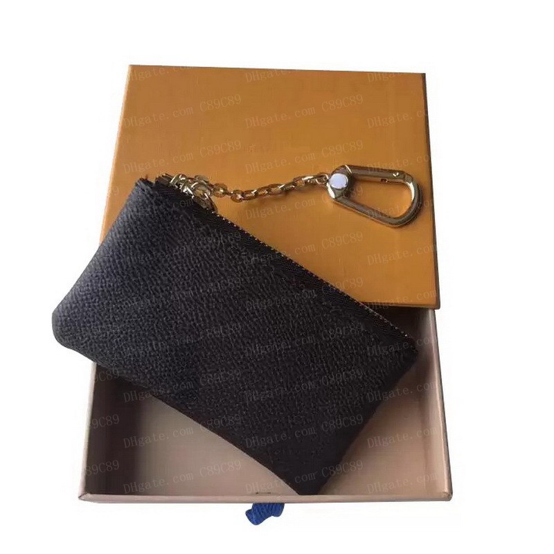 

Fashion Coin Purses Wallets Designer KEY POUCH Women Men Brown flower Keys Ring Credit Card Holder Luxury Small Wallet Bag With Original Box C89C89, Black flower