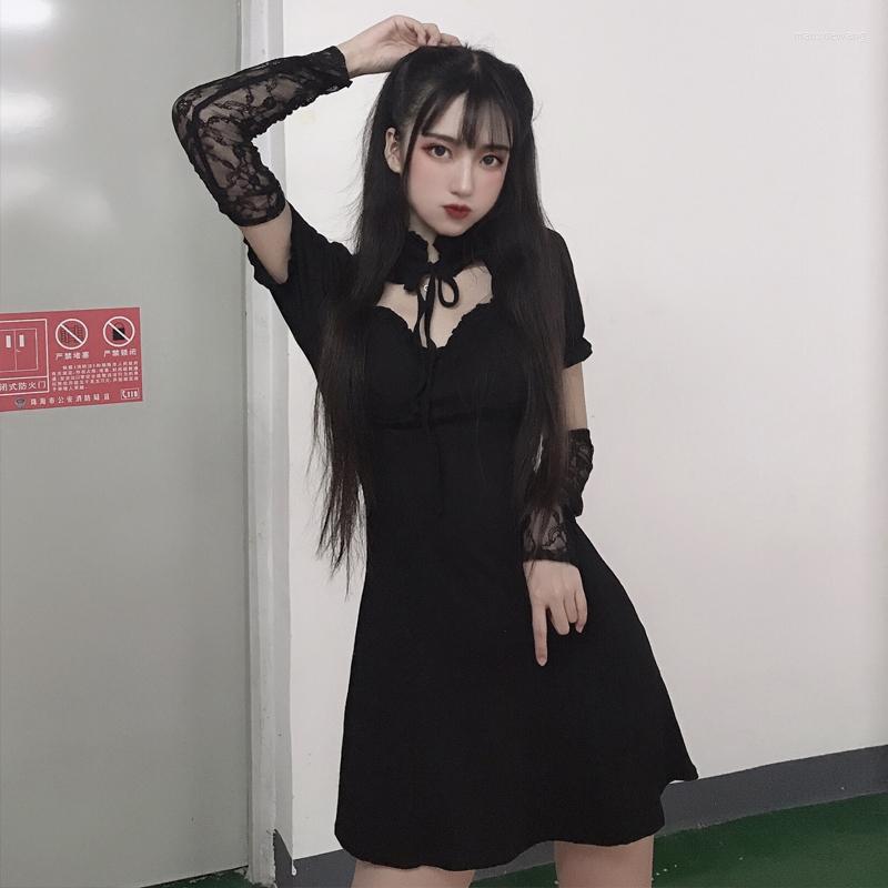 Casual Dresses Fashion Lace Up Hollow Out For Women Summer Black Vintage Style Long Sleeve Ulzzang Hipster Stand Ladies Dress
Casual Dresses Fashion Lace Up Hollow Out For Women Summer Black Vintage Style Long Sleeve Ulzzang Hipster Stand Ladies Dress
