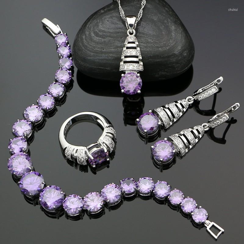 Necklace Earrings Set Jewelry Kits For Women Purple Cubic Zirconia White Crystal 925 Silver Earrings/Pendant/Necklace/Ring/Bracelet, Picture shown
Necklace Earrings Set Jewelry Kits For Women Purple Cubic Zirconia White Crystal 925 Silver Earrings/Pendant/Necklace/Ring/Bracelet, Picture shown