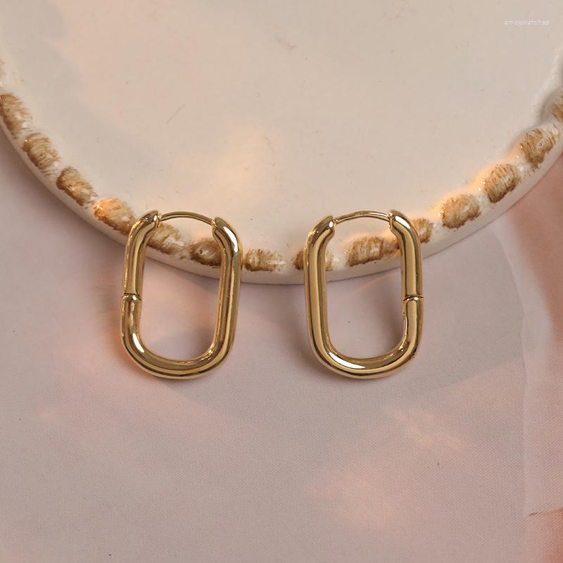 Hoop Earrings Geometric Metal Smooth Simple Temperament Cool