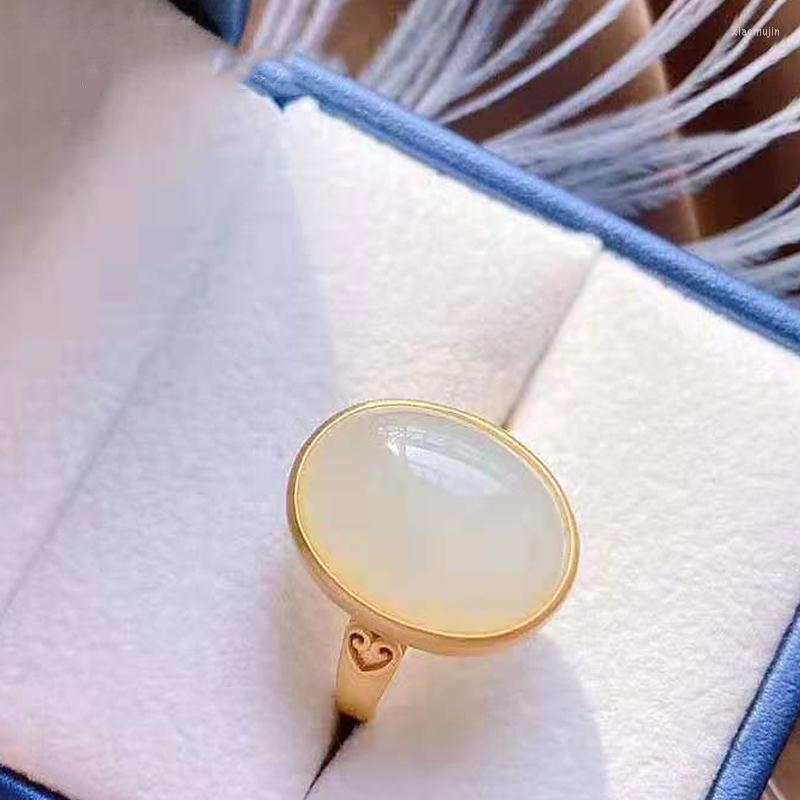 Cluster Rings Natural Hetian Jade Egg Surface Ring Women's Retro Ruyi Xiangyun Switchable Index Finger S925 Sterling Silver Adjustable
Cluster Rings Natural Hetian Jade Egg Surface Ring Women's Retro Ruyi Xiangyun Switchable Index Finger S925 Sterling Silver Adjustable