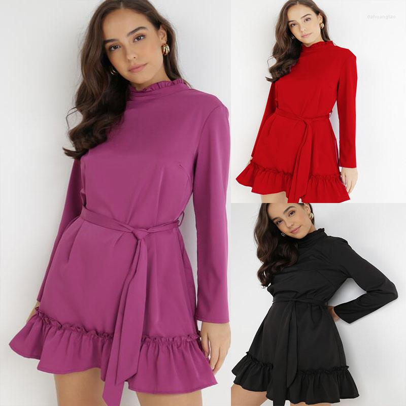 Casual Dresses 2022European And American Temperament Petals Stand Collar Women's Long Sleeve Tied Ruffled Dress, Red
Casual Dresses 2022European And American Temperament Petals Stand Collar Women's Long Sleeve Tied Ruffled Dress, Red
