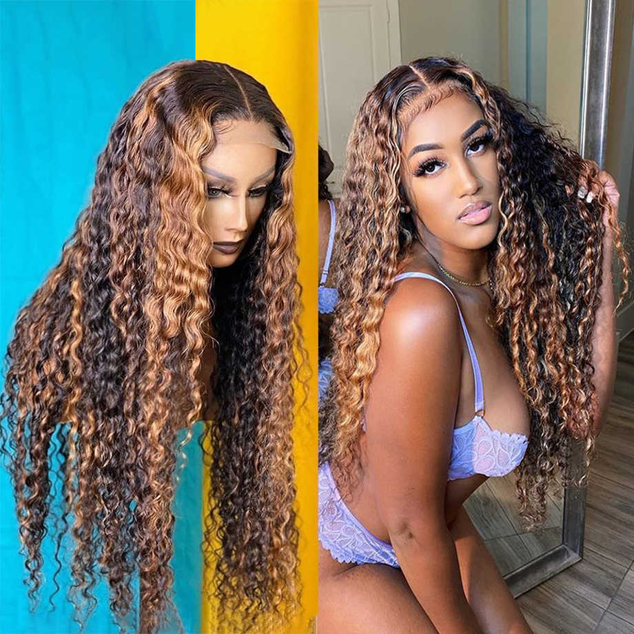Fashion Lace Wigs Human Hair Wig Honey Blonde Ombre Brazilian Brown Colored Deep Water Wave Frontal Highlight Curly Bob 28 30 Inch Front 221212, Ombre color
Fashion Lace Wigs Human Hair Wig Honey Blonde Ombre Brazilian Brown Colored Deep Water Wave Frontal Highlight Curly Bob 28 30 Inch Front 221212, Ombre color