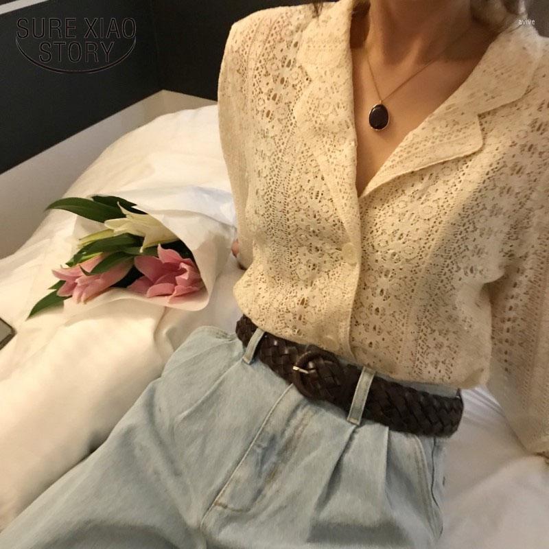 Women's Blouses Long Sleeve Lace Women Hollow Out Cardigan Korean Tops Woman Loose Notched Collar Coat Solid Chic Blusa 9952, Black
Women's Blouses Long Sleeve Lace Women Hollow Out Cardigan Korean Tops Woman Loose Notched Collar Coat Solid Chic Blusa 9952, Black