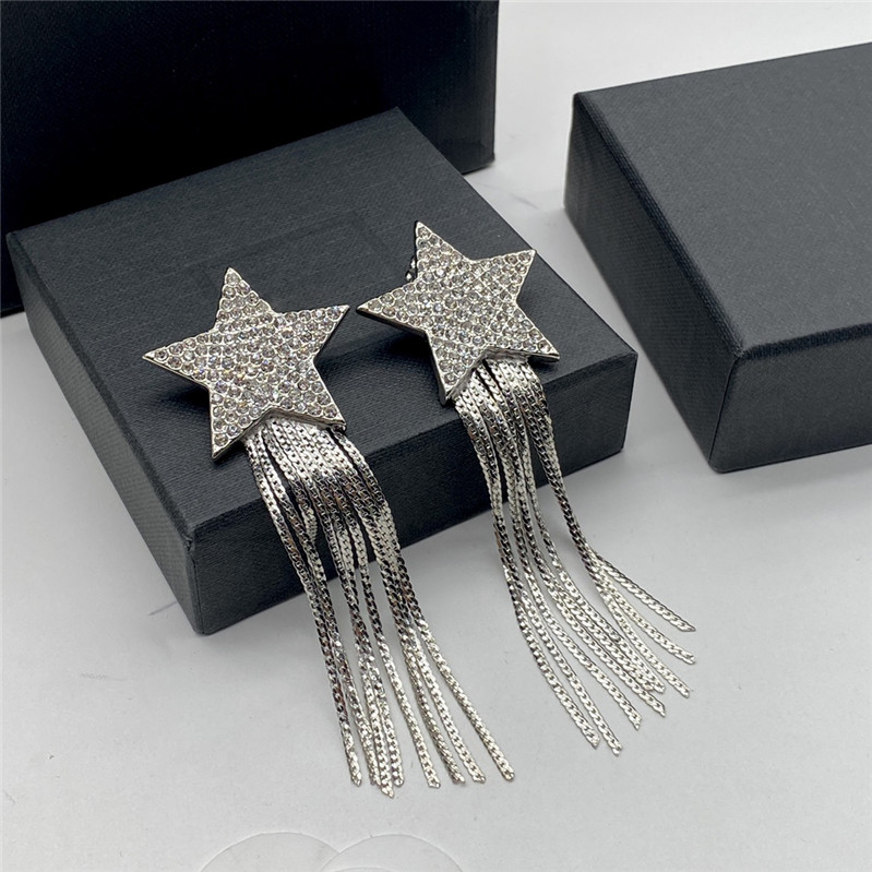Shiny Star Tassel Charm Earrings Full Diamond Chain Eardrops Women Crystal Tassel Studs Party Show With Box
Shiny Star Tassel Charm Earrings Full Diamond Chain Eardrops Women Crystal Tassel Studs Party Show With Box