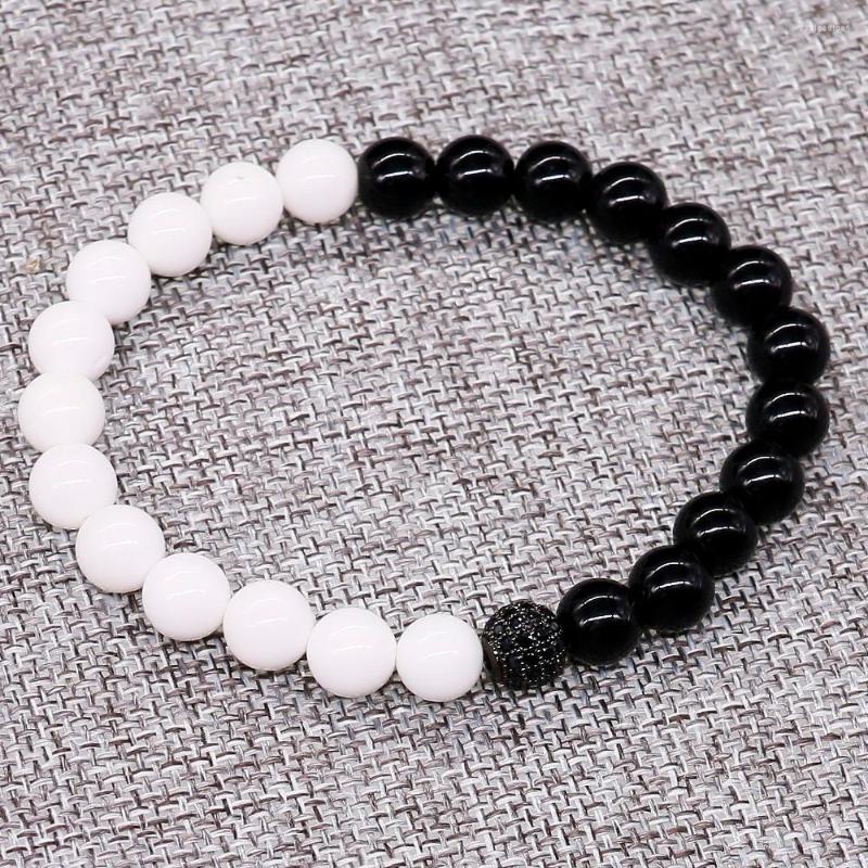 Strand White Tridacna And Black Onyx Beads Bracelets & Bangles For Men Women Natural Stone Zircons Paved Stones Love
Strand White Tridacna And Black Onyx Beads Bracelets & Bangles For Men Women Natural Stone Zircons Paved Stones Love