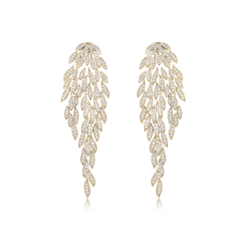 Sparkling Luxury Jewelry Dangle Earrings 925 Sterling Silver Pave White Sapphire CZ Diamond Gemstones Party Women Wedding Long Tassels Drop Earring Gi