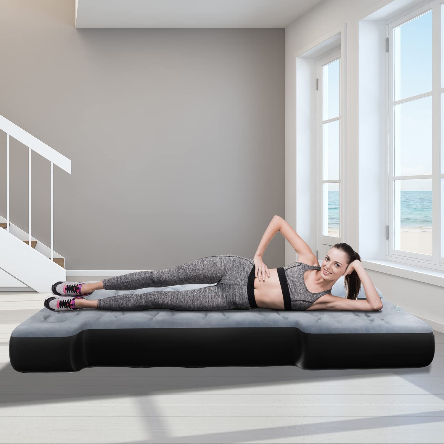 Truck Bed Air Mattress for 5.5-5.8Ft Full Size Short Truck Beds Inflatable Air Mattress Outdoor with Pump & Carry Bag