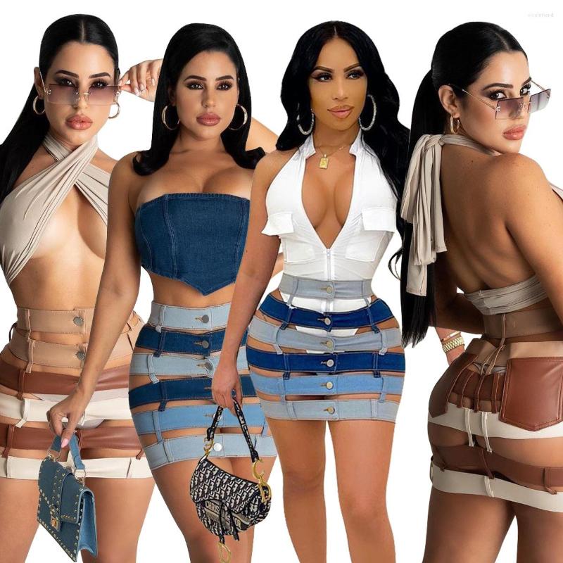 Skirts Woman Bodycon Skirt Jean PU Patchwork Hollow Out Front Button Pocket Mini -L 2Color, Blue jean patchwork
Skirts Woman Bodycon Skirt Jean PU Patchwork Hollow Out Front Button Pocket Mini -L 2Color, Blue jean patchwork